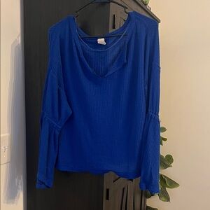 We The Free Royal Blue Long Sleeve Blouse